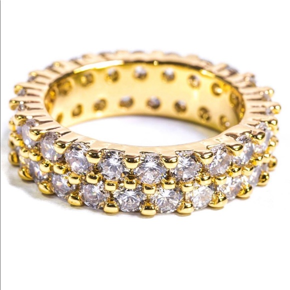 925 Sterling Silver CZ DOUBLE LINE ETERNITY BAND - Picture 5 of 6